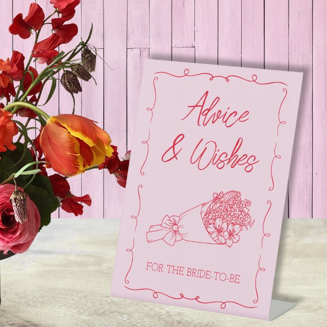Advice & Wishes Pink Farmer's Market Bridal Shower Pedestal Sign (Advice & Wishes Pink Farmer's Market Bridal Shower Pedestal Sign)