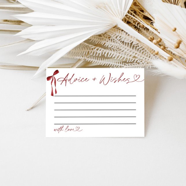 Advice & Wishes Shower Game Burgundy Bow Enclosure Card (Creator Uploaded)
