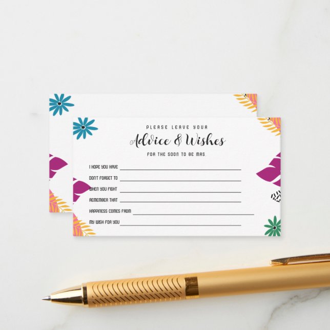 Advice & Wishes to Bride Enclosure Card (Front/Back In Situ)