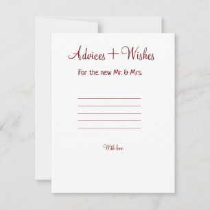 advices and wishes wedding party couple add name card