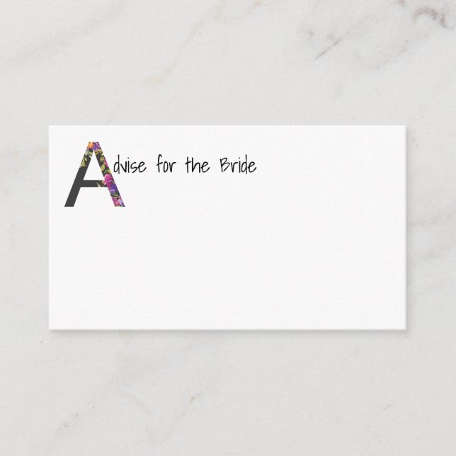 Advise for the Bride Advice Card (Front)
