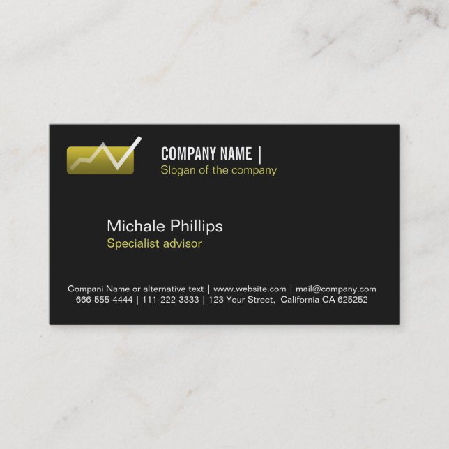 ADVISER IN STOCK MARKET VALUES BLACK ELEGANT BUSINESS CARD (Front)
