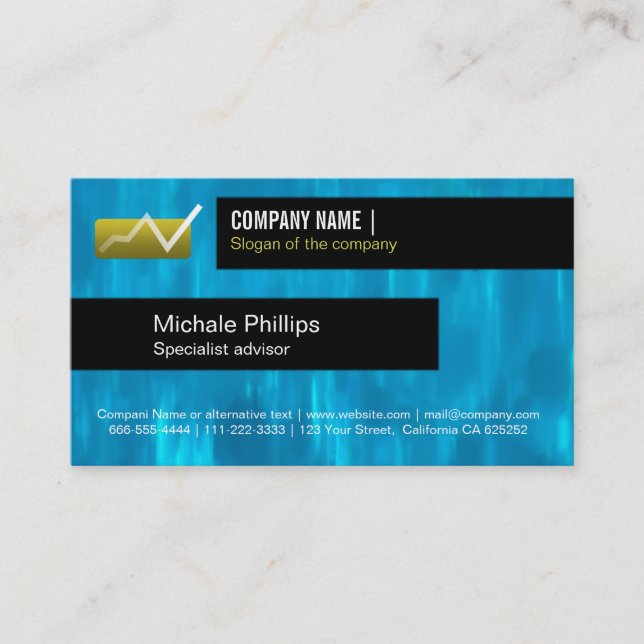 ADVISER IN STOCK MARKET VALUES BLUE ELEGANT BUSINESS CARD (Front)