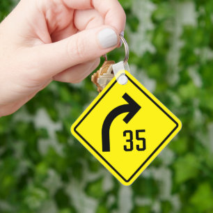 Advisory Curve 35 MPH Key Ring