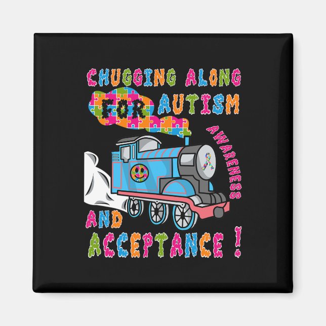 Advocate Acceptance Train Puzzle Cool Autism Aware Magnet (Front)