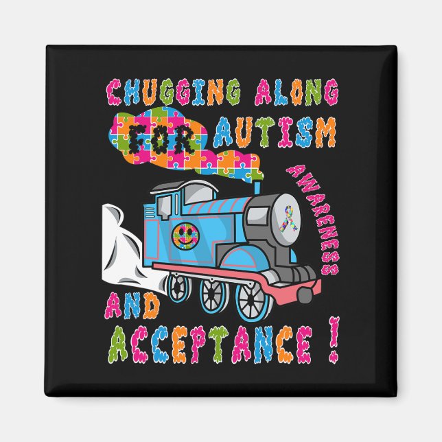 Advocate Acceptance Train Puzzle Cool Autism Aware Magnet (Front)