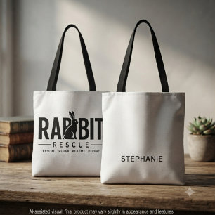 Advocate Charcoal Silhouette Rabbit Rescue Tote Bag
