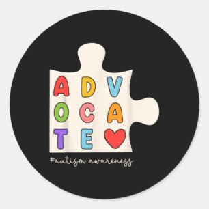 Advocate Groovy Puzzle Piece Autism Awareness Supp Classic Round Sticker