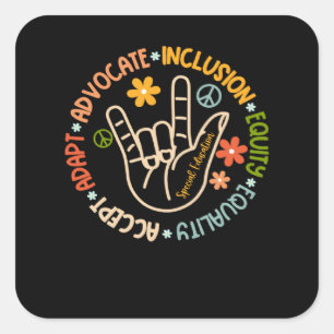 Advocate Inclusion Equity Equality Accept Adapt Au Square Sticker