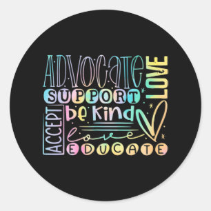 Advocate Love Support Accept Be Kind Autism Awaren Classic Round Sticker