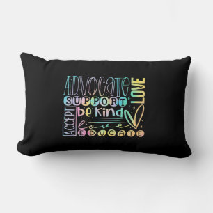 Advocate Love Support Accept Be Kind Autism Awaren Lumbar Cushion