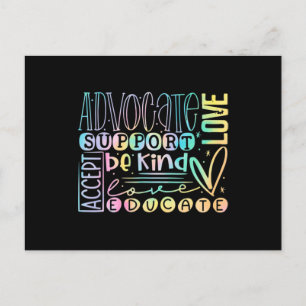 Advocate Love Support Accept Be Kind Autism Awaren Postcard