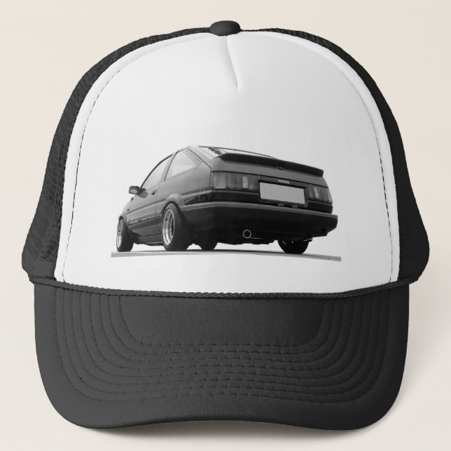 AE86 Black & White Trucker Hat (Front)