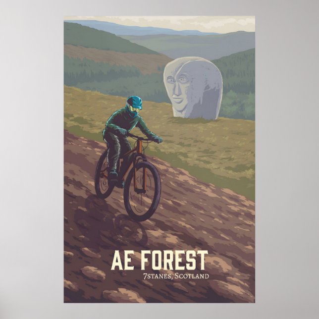 Ae Forest Mountain Biking Travel Poster (Front)