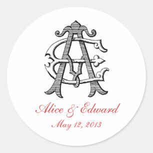 AE Vintage Monogram Wedding Sticker
