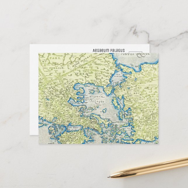 Aegaeum Pelagus Ancient World Map Postcard (Front/Back In Situ)