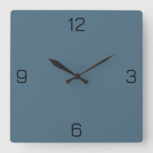 Aegean Blue 4E6E81 Colour - Option to Add Name Square Wall Clock