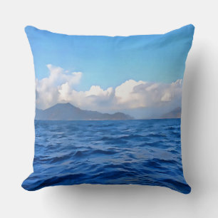 Aegean Blue Marmaris Turquoise Coast Painting Cushion