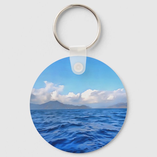 Aegean Blue Marmaris Turquoise Coast Painting Key Ring (Front)
