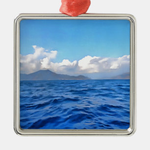 Aegean Blue Marmaris Turquoise Coast Painting Metal Tree Decoration