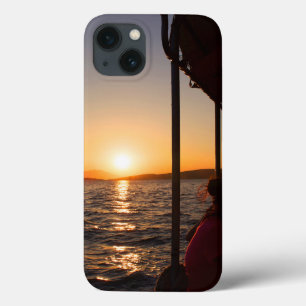 Aegean lifestyle on boat at sunset in summer iPhone 13 case