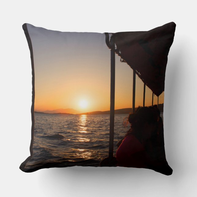 Aegean lifestyle on boat at sunset in summer cushion (Front)