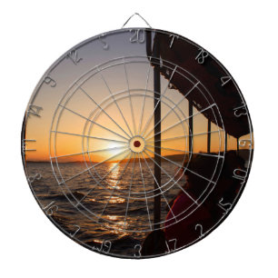 Aegean lifestyle on boat at sunset in summer dartboard