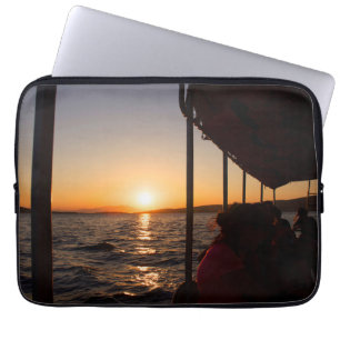 Aegean lifestyle on boat at sunset in summer laptop sleeve