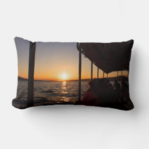Aegean lifestyle on boat at sunset in summer lumbar cushion