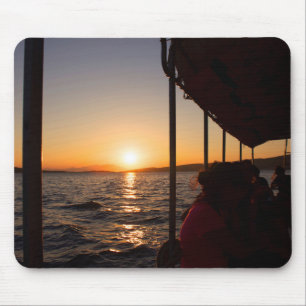 Aegean lifestyle on boat at sunset in summer mouse pad