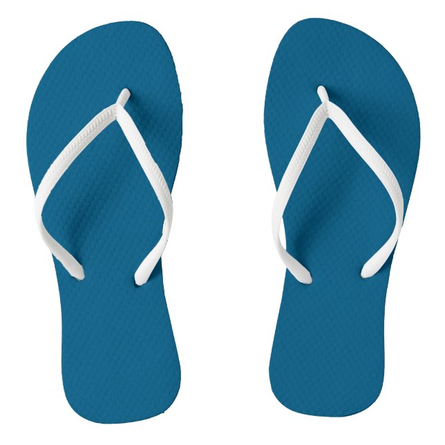 Aegean Sea Blue Solid Colour Print Flip Flops (Footbed)