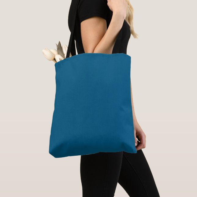 Aegean Sea Blue Solid Colour Print Tote Bag (Close Up)