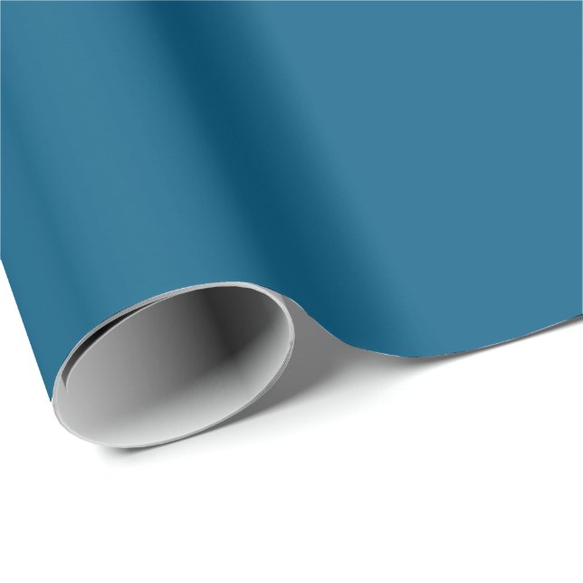Aegean Sea Blue Solid Colour Print Wrapping Paper (Roll Corner)