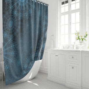 Aegean Sparkling flower art in the night sky Shower Curtain