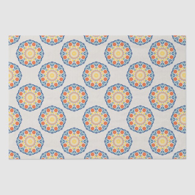 Aegean Summer Oranges And Lemons Polka Dots Tissue Paper (Front)
