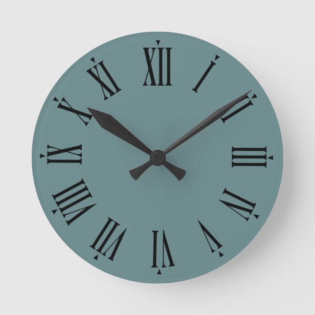 Aegean Teal Matte Finish Modern Contemporary Round Clock (Front)