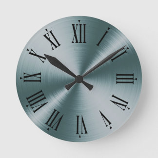 Aegean Teal Shiny Radial Modern Contemporary Round Clock