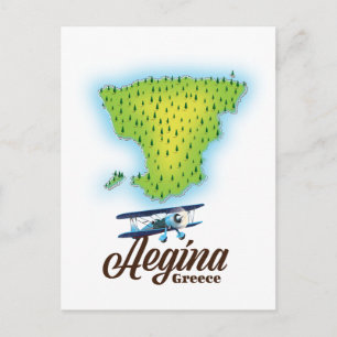 Aegina Greece island map Postcard
