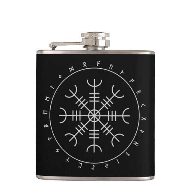 Aegishjalmr Runes Flask (Vinyl Wrapped) (Front)