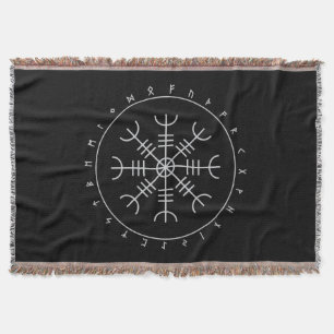 Aegishjalmr Runes Throw Blanket