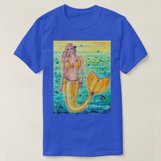 Aelia Yellow mermaid art By Renee L Lavoie T-Shirt (Design Front)