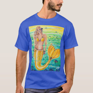 Aelia Yellow mermaid art By Renee L Lavoie T-Shirt