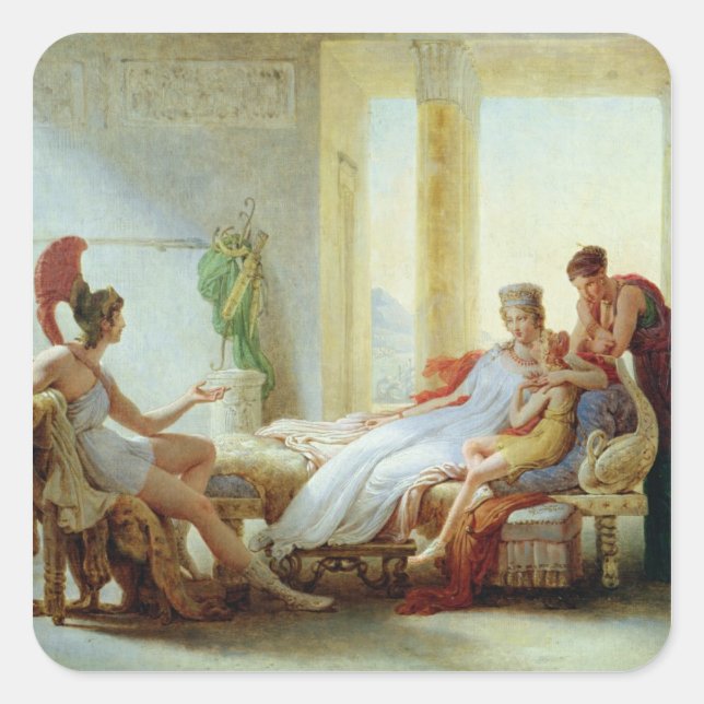 Aeneas telling Dido of the Disaster at Troy Square Sticker (Front)