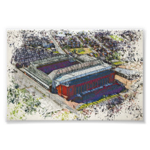 Aerial Artwork of Iconic Liverpool Stadium Photo Print