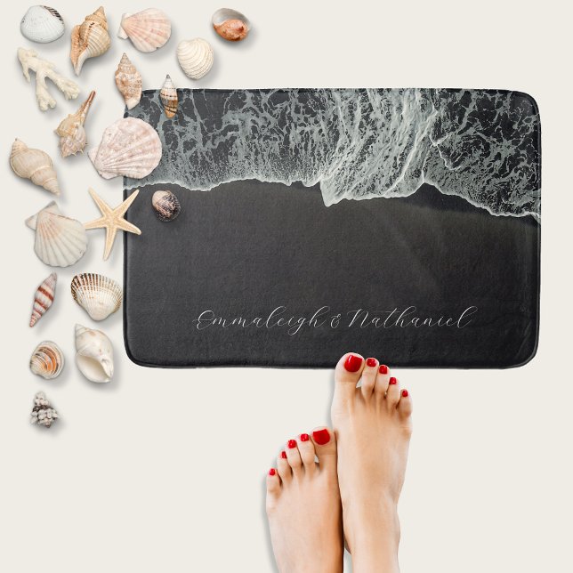 Aerial Black Sand Beach Custom Bath Mat (Creator Uploaded)