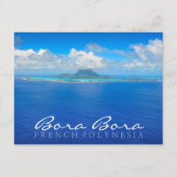 Aerial Bora Bora, French Polynesia text postcard