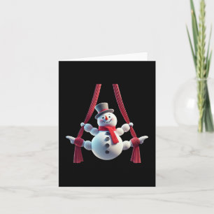 Aerial Christmas Snowman Performing Silks Card