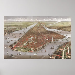 Aerial City View of Manhattan, New York, USA Poster