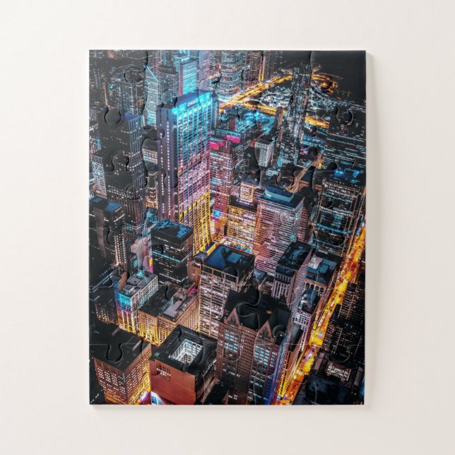Aerial Cityscape at Night Jigsaw Puzzle (Vertical)