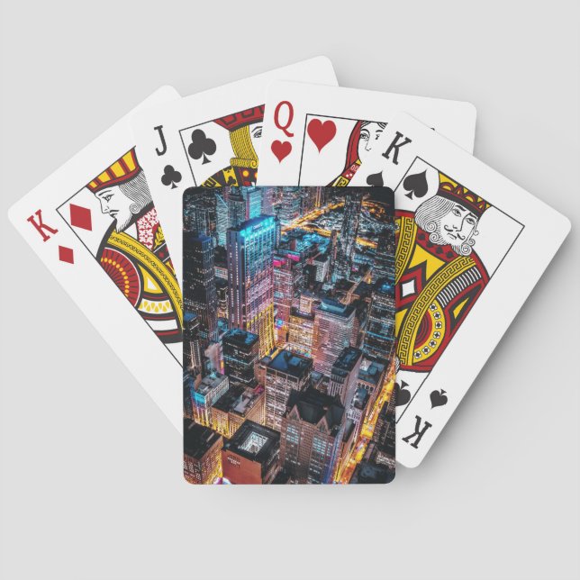 Aerial Cityscape View at Night Playing Cards (Back)